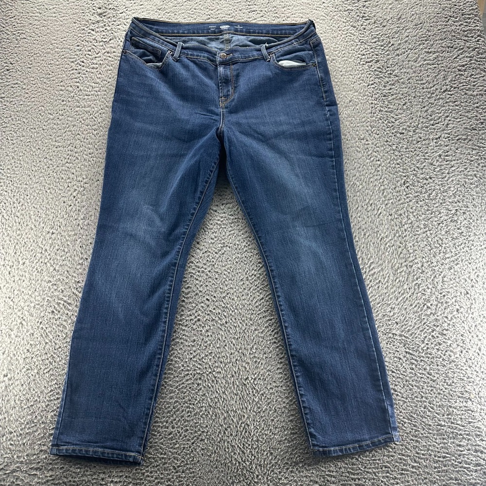 Old Navy Jeans Womens 14 Blue Cotton Denim Straight Leg Faded Stretch Workwear